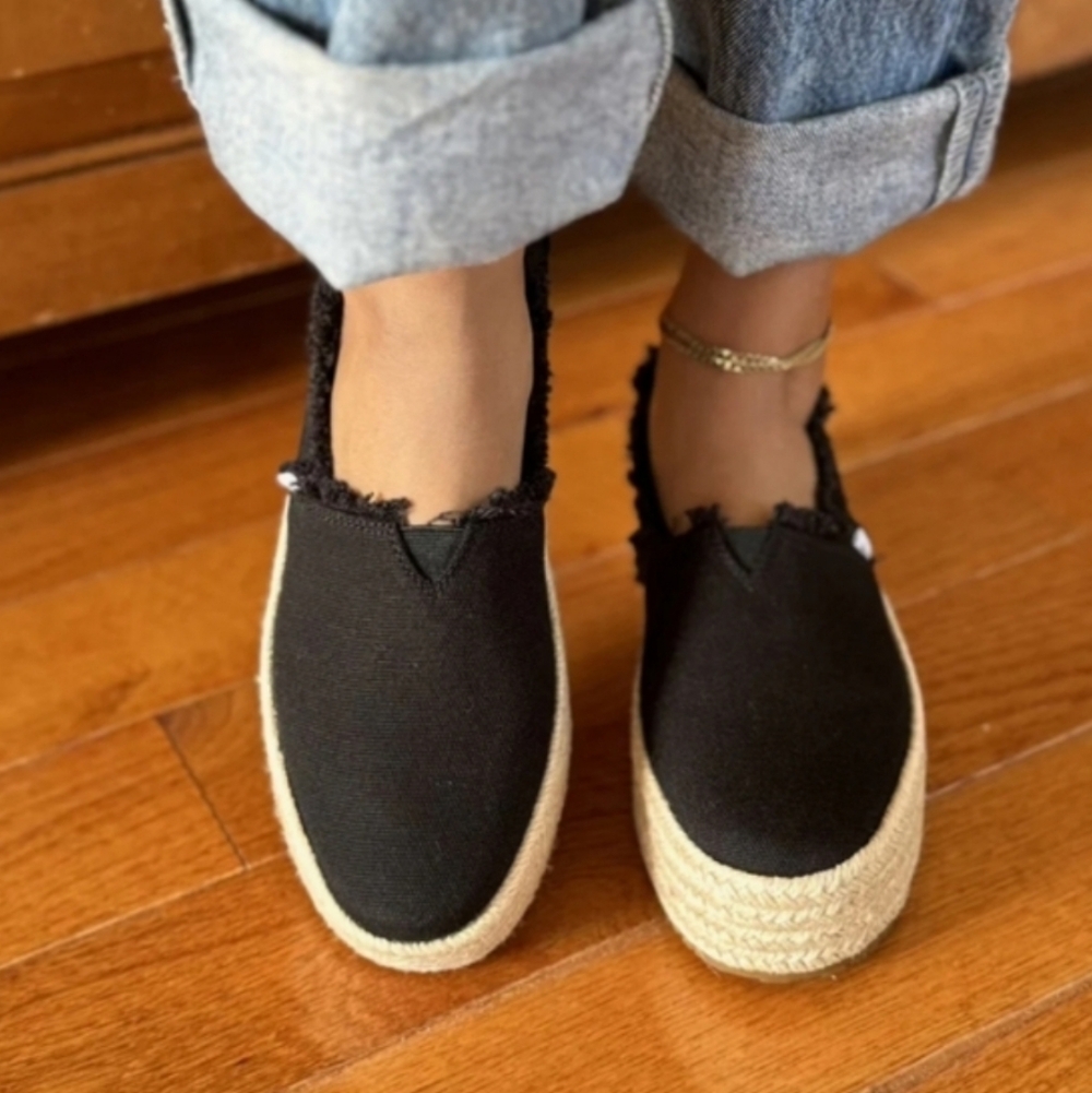 TOMS Valencia Black Canvas Platform Espadrille Slip-On 11 NWOT - Picture 12 of 12